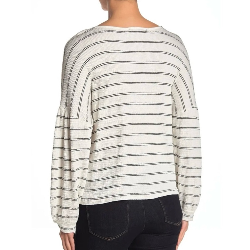 NEW FRENCH CONNECTION STRIPED BALLOON SLEEVE TOP - Picture 6 of 8